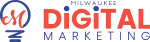 Milwaukee Digital Marketing logo featuring a light bulb and the text "Milwaukee Digital Marketing" in bold red and blue.