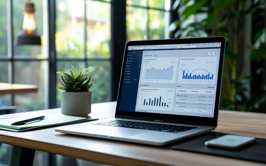 Professional workspace with a laptop showing WordPress dashboard, symbolizing managed WordPress support